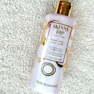 PURE ROMANCE SKINNY DIP Love Story Shower Gel and Bubble Bath Amber Vanilla NEW